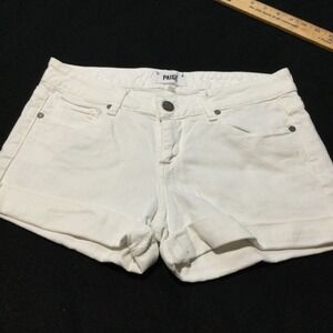PAIGE White Denim Cuff Shorts Women's Size 25 Rolled Hem Casual Summer